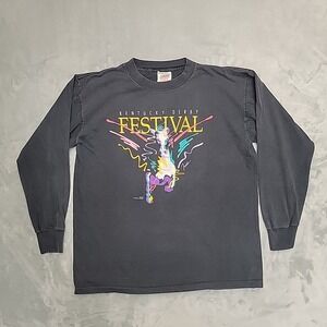 VTG Oneita Kentucky Derby Festival Shirt Mens XL Black 1991 Graphic Made In USA‎